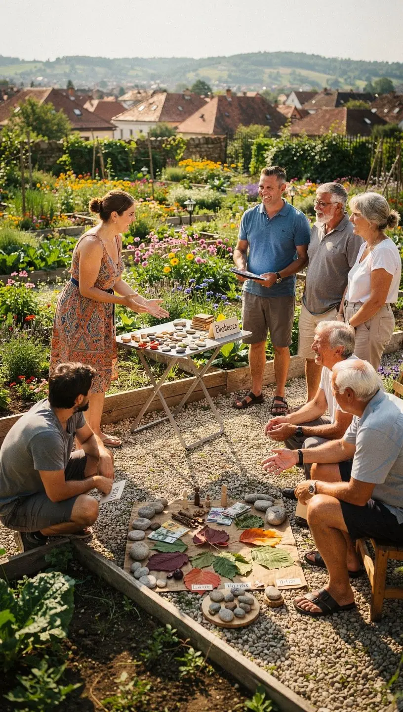 Discuție interactivă între membri ai clubului despre economisire și investiții, într-un cadru prietenos și profesional.